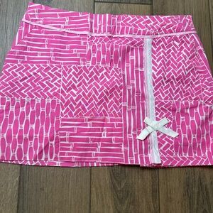 Lilly Pulitzer Skort Size 6 Pink And White Tisket A Tasket Patchwork Bow Preppy